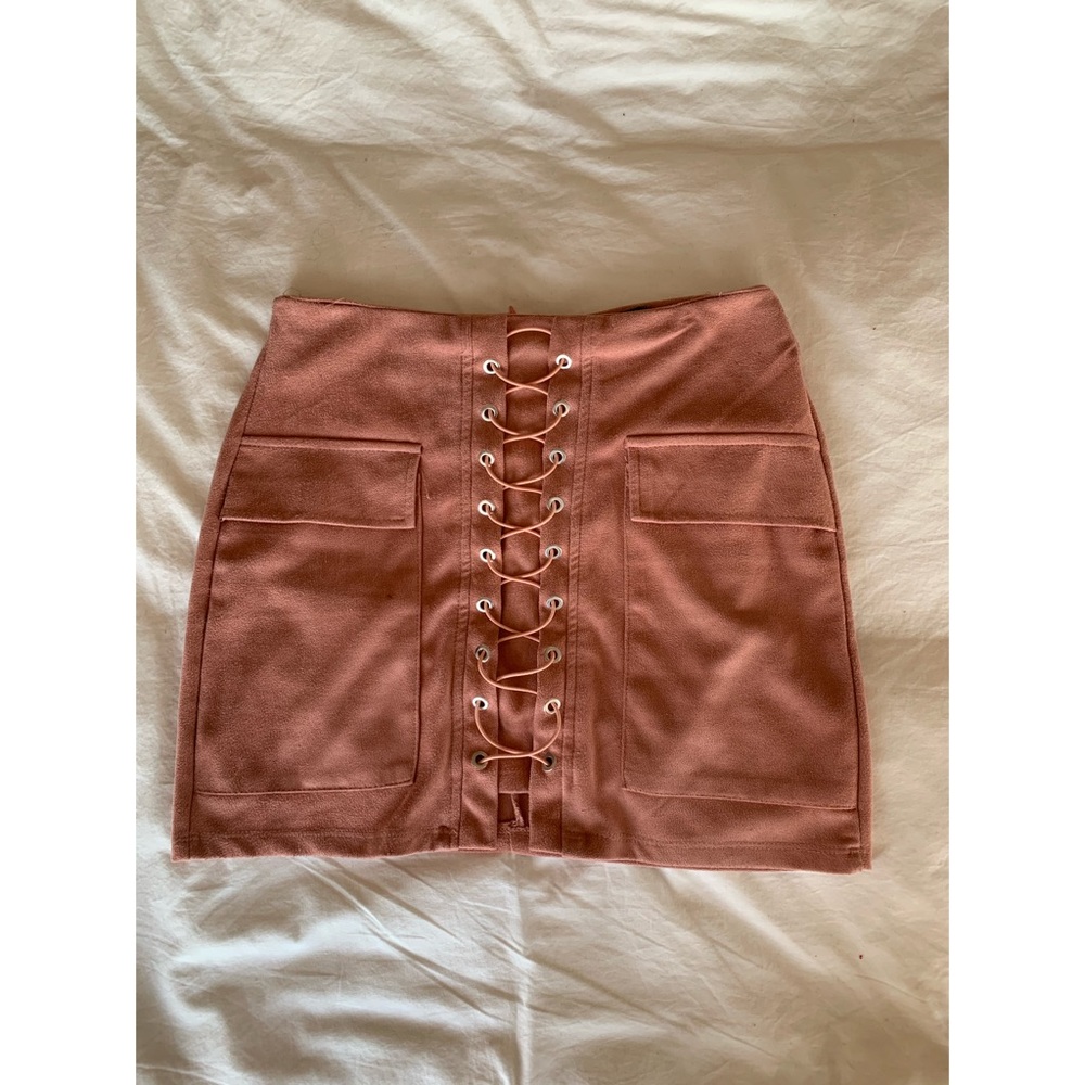 Pink suede skirt